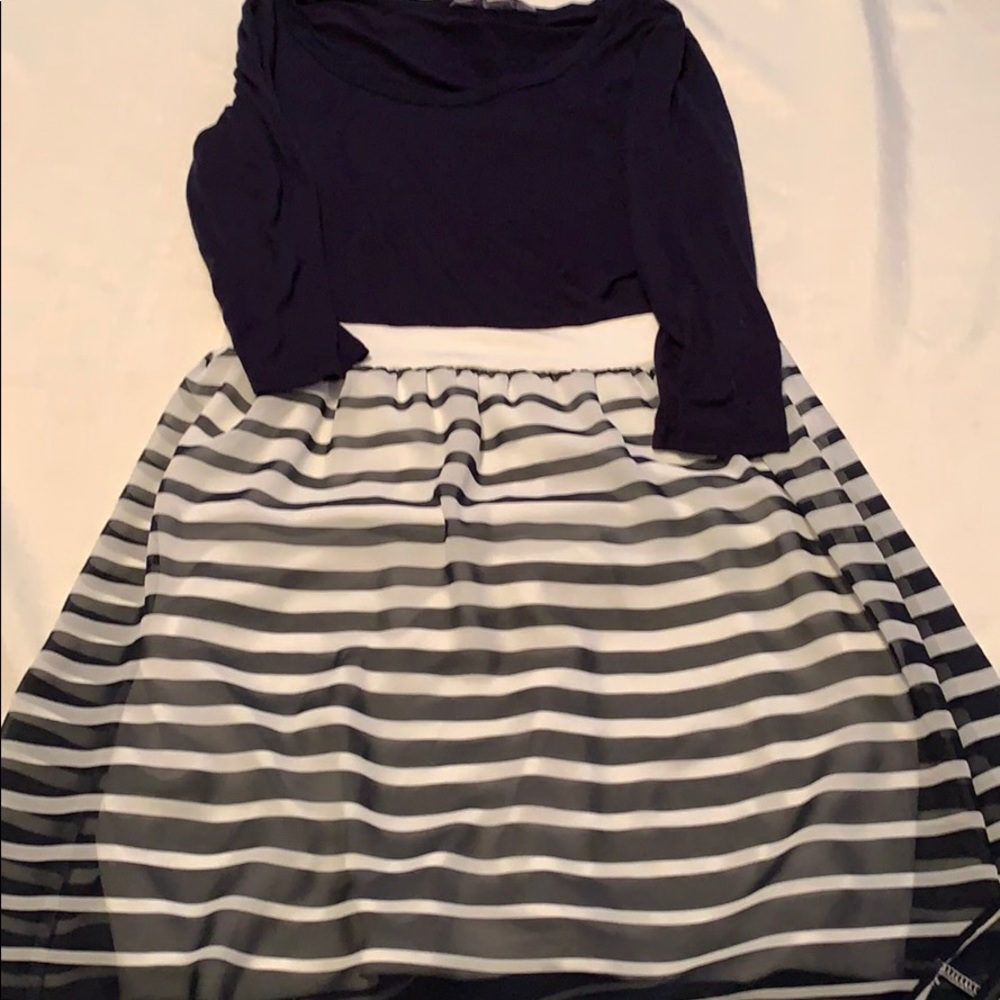 Navy and white dress